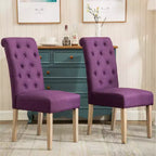Chaise de salle à manger Parsons capitonnée en bois massif Roundhill Furniture Habit, violet, lot de 2