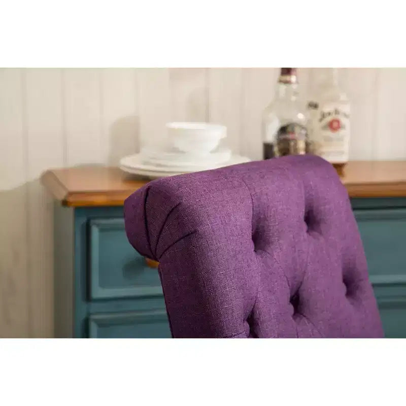 Chaise de salle à manger Parsons capitonnée en bois massif Roundhill Furniture Habit, violet, lot de 2