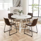 Ensemble de salle à manger rond Varna Roundhill Furniture, table à manger à tréteaux avec 4 chaises élégantes, 5 pièces