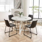 Ensemble de salle à manger rond Varna Roundhill Furniture, table à manger à tréteaux avec 4 chaises élégantes, 5 pièces