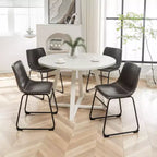 Ensemble de salle à manger rond Varna Roundhill Furniture, table à manger à tréteaux avec 4 chaises élégantes, 5 pièces