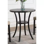 Roundhill Furniture Biony 36 Round Finish Bar Table Nail Head Trim, Espresso