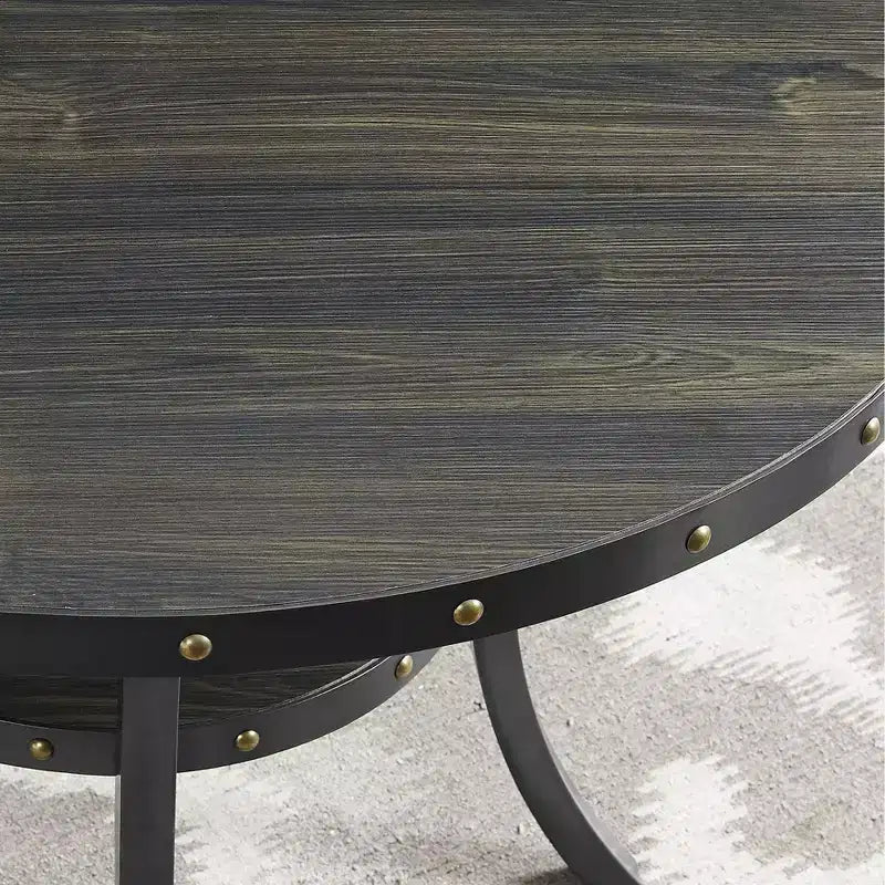 Table de bar ronde 36" Biony de Roundhill Furniture avec garniture cloutée, espresso
