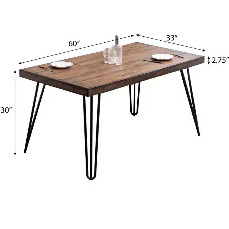 Ensemble de salle à manger Roundhill Furniture Arroyo, table à manger avec pieds épingles, 4 chaises à dossier croisé et banc, noir intense, 6 pièces