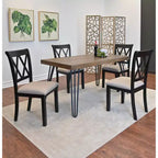 Ensemble de salle à manger Roundhill Furniture Arroyo, table à manger avec pieds épingles, 4 chaises à dossier croisé et banc, noir intense, 6 pièces