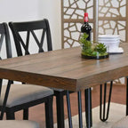 Ensemble de salle à manger Roundhill Furniture Arroyo, table à manger avec pieds épingles, 4 chaises à dossier croisé et banc, noir intense, 6 pièces