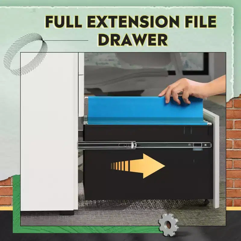 Meuble de classement, Classeur vertical à 3 tiroirs, Rangement peu encombrant pour dossiers de format légal/lettre, Organisation pour la maison et le bureau