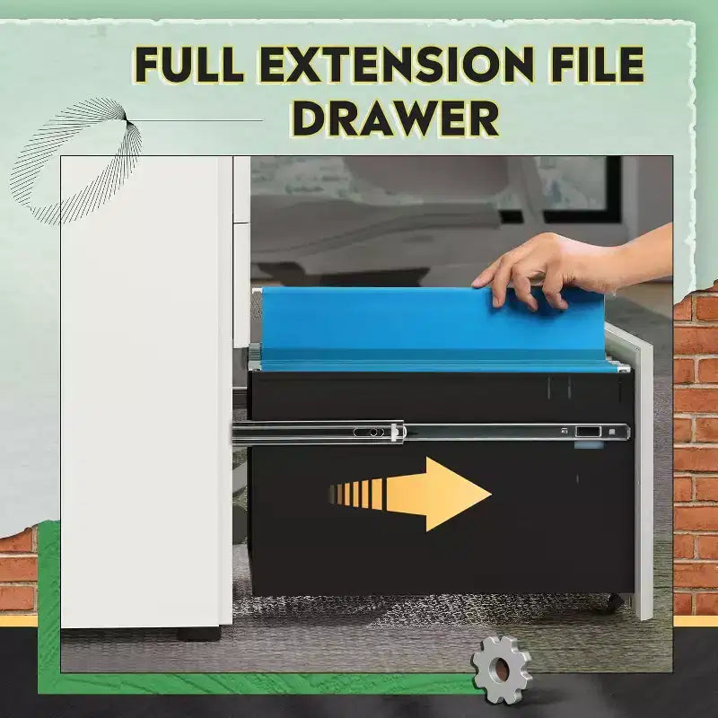 Meuble de classement, Classeur vertical à 3 tiroirs, Rangement peu encombrant pour dossiers de format légal/lettre, Organisation pour la maison et le bureau