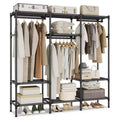 SONGMICS Clothes Rack,72 Inch Large Capacity Portable Closet, Heavy Duty Wardrobe Closet Organizer with Hanging Rails and Shelves, Ink Black