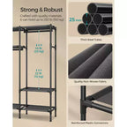SONGMICS Portant à Vêtements, Penderie Portable Grande Capacité de 183 cm, Armoire de Rangement Robuste avec Tringles et Étagères, Noir Encre