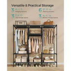 SONGMICS Portant à Vêtements, Penderie Portable Grande Capacité de 183 cm, Armoire de Rangement Robuste avec Tringles et Étagères, Noir Encre