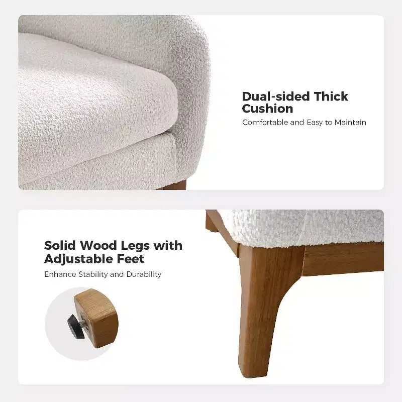 Fauteuil Kiian Boucle avec pieds en bois massif | HULALA HOME