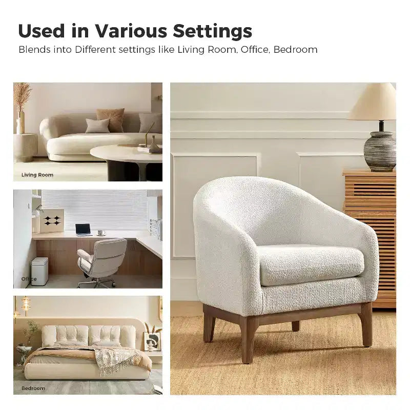 Fauteuil Kiian Boucle avec pieds en bois massif | HULALA HOME