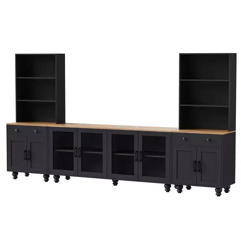 Meuble TV mural 3 pièces, centre de divertissement avec étagères pour téléviseurs jusqu'à 70 pouces, meuble console média avec tiroirs pour salon et chambre