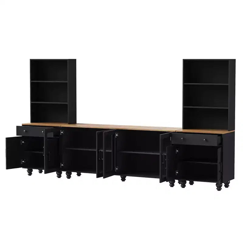 Meuble TV mural 3 pièces, centre de divertissement avec étagères pour téléviseurs jusqu'à 70 pouces, meuble console média avec tiroirs pour salon et chambre
