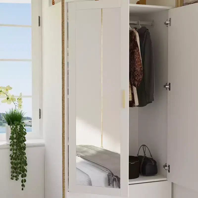 Organisateur de vêtements Famapy multi-rangements avec miroir et tringles de suspension