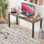 Bureau d'ordinateur Whizmax 160 cm, grand bureau de bureau avec cadre en métal, bureau de jeu moderne, poste de travail d'écriture robuste pour l'étude, le bureau à domicile, la chambre à coucher