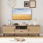 Meuble TV bohème Costway pour téléviseurs de 65 pouces Meuble TV moderne avec tiroir et 2 rangements