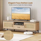 Meuble TV bohème Costway pour téléviseurs de 65 pouces Meuble TV moderne avec tiroir et 2 rangements