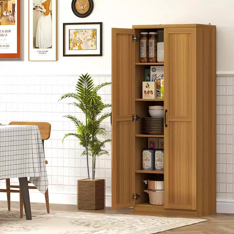 Garde-manger de cuisine HOMCOM, Armoire de rangement autonome à 5 niveaux avec 2 étagères réglables pour salle à manger, salon