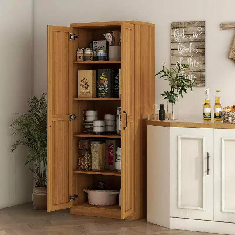 Garde-manger de cuisine HOMCOM, Armoire de rangement autonome à 5 niveaux avec 2 étagères réglables pour salle à manger, salon