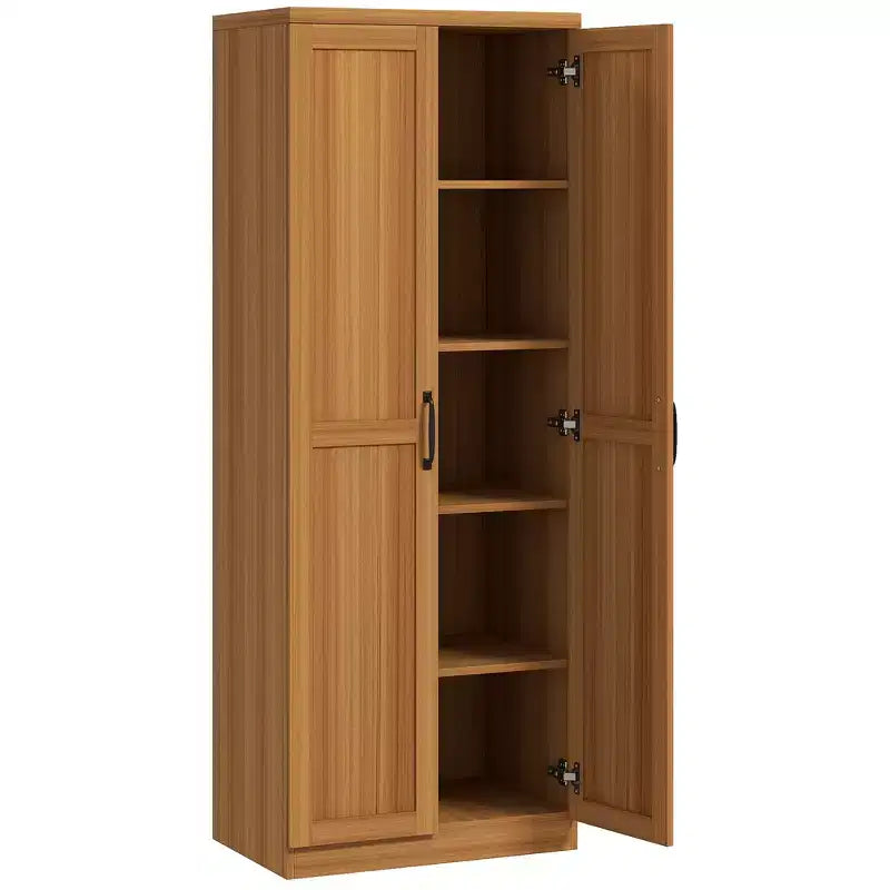 Garde-manger de cuisine HOMCOM, Armoire de rangement autonome à 5 niveaux avec 2 étagères réglables pour salle à manger, salon