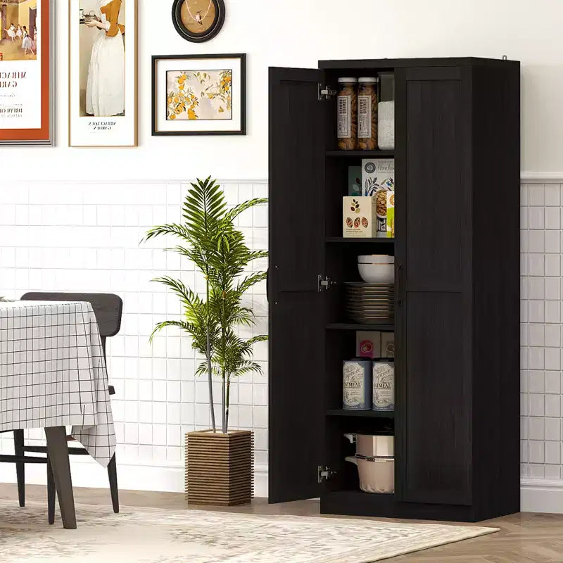 Garde-manger de cuisine HOMCOM, Armoire de rangement autonome à 5 niveaux avec 2 étagères réglables pour salle à manger, salon