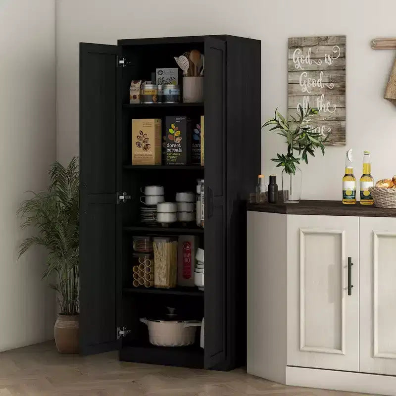 Garde-manger de cuisine HOMCOM, Armoire de rangement autonome à 5 niveaux avec 2 étagères réglables pour salle à manger, salon