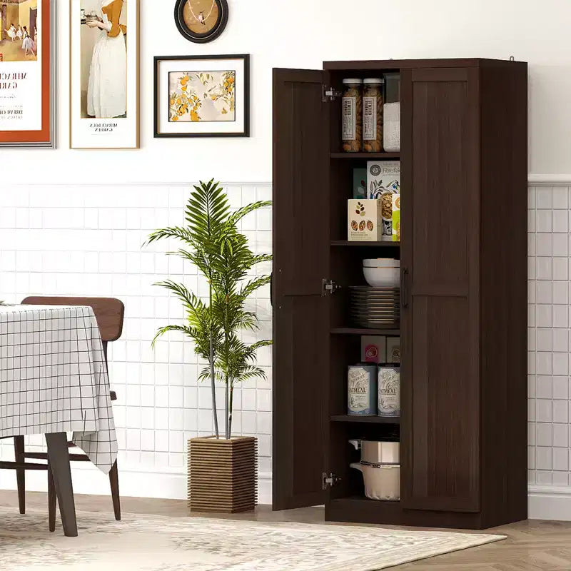 Garde-manger de cuisine HOMCOM, Armoire de rangement autonome à 5 niveaux avec 2 étagères réglables pour salle à manger, salon