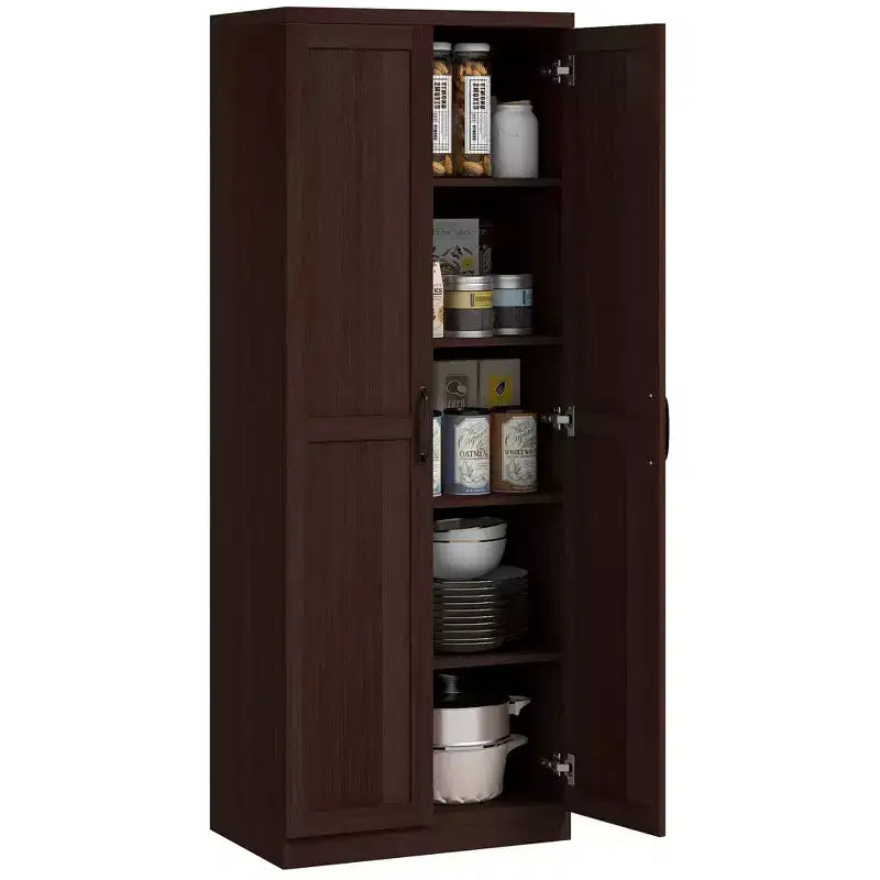Garde-manger de cuisine HOMCOM, Armoire de rangement autonome à 5 niveaux avec 2 étagères réglables pour salle à manger, salon