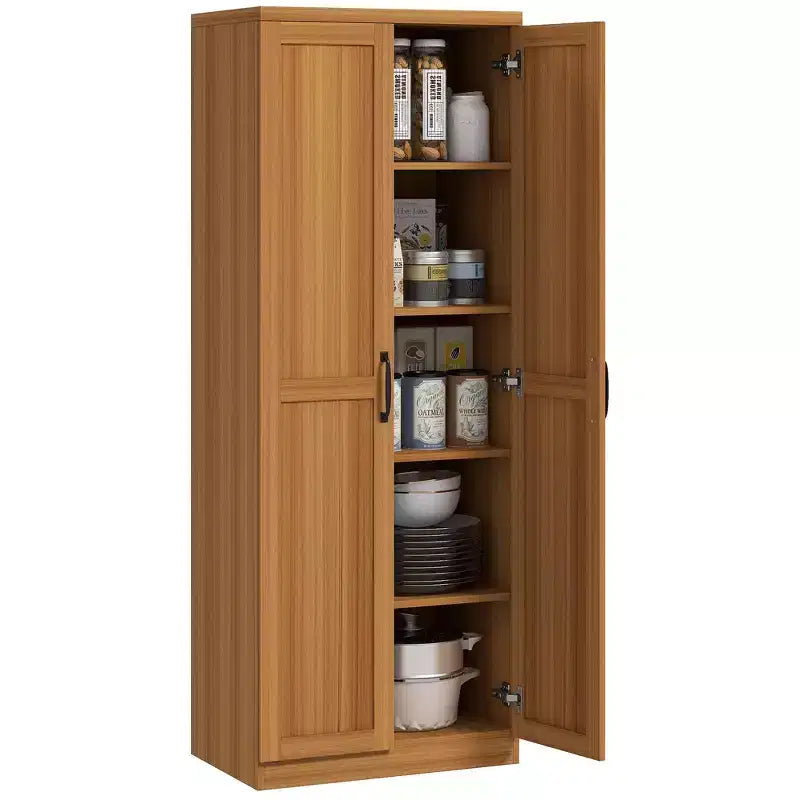 Garde-manger de cuisine HOMCOM, Armoire de rangement autonome à 5 niveaux avec 2 étagères réglables pour salle à manger, salon