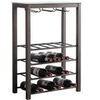 Kings Brand Furniture Table de Rangement pour Bouteilles de Vin Autoportante, 20 Bouteilles avec Porte-Verres (Étain)