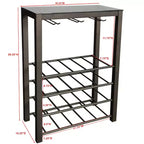 Kings Brand Furniture Table de Rangement pour Bouteilles de Vin Autoportante, 20 Bouteilles avec Porte-Verres (Étain)