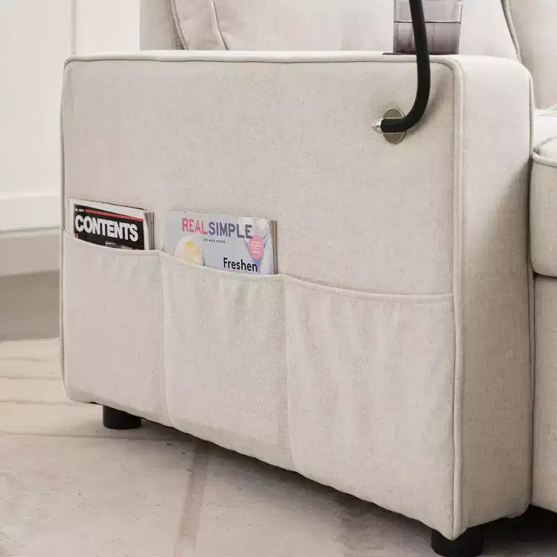 Canapé convertible en forme de L HYLEORY avec lit gigogne, canapé-lit avec méridienne réversible pour salon, appartement,, chambre, bureau