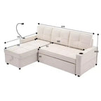 Canapé convertible en forme de L HYLEORY avec lit gigogne, canapé-lit avec méridienne réversible pour salon, appartement,, chambre, bureau