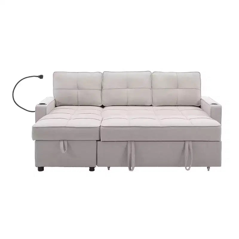 Canapé convertible en forme de L HYLEORY avec lit gigogne, canapé-lit avec méridienne réversible pour salon, appartement,, chambre, bureau