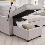 Canapé convertible en forme de L HYLEORY avec lit gigogne, canapé-lit avec méridienne réversible pour salon, appartement,, chambre, bureau