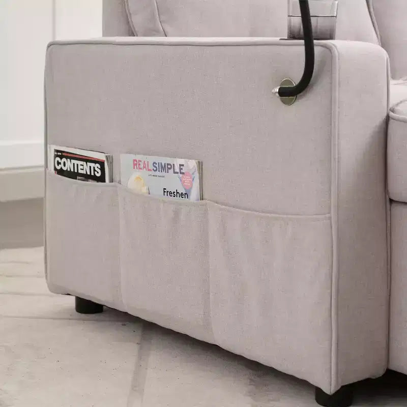 Canapé convertible en forme de L HYLEORY avec lit gigogne, canapé-lit avec méridienne réversible pour salon, appartement,, chambre, bureau