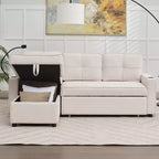 Canapé convertible en forme de L HYLEORY avec lit gigogne, canapé-lit avec méridienne réversible pour salon, appartement,, chambre, bureau