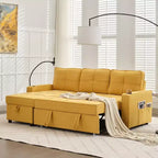 Canapé convertible en forme de L HYLEORY avec lit gigogne, canapé-lit avec méridienne réversible pour salon, appartement,, chambre, bureau