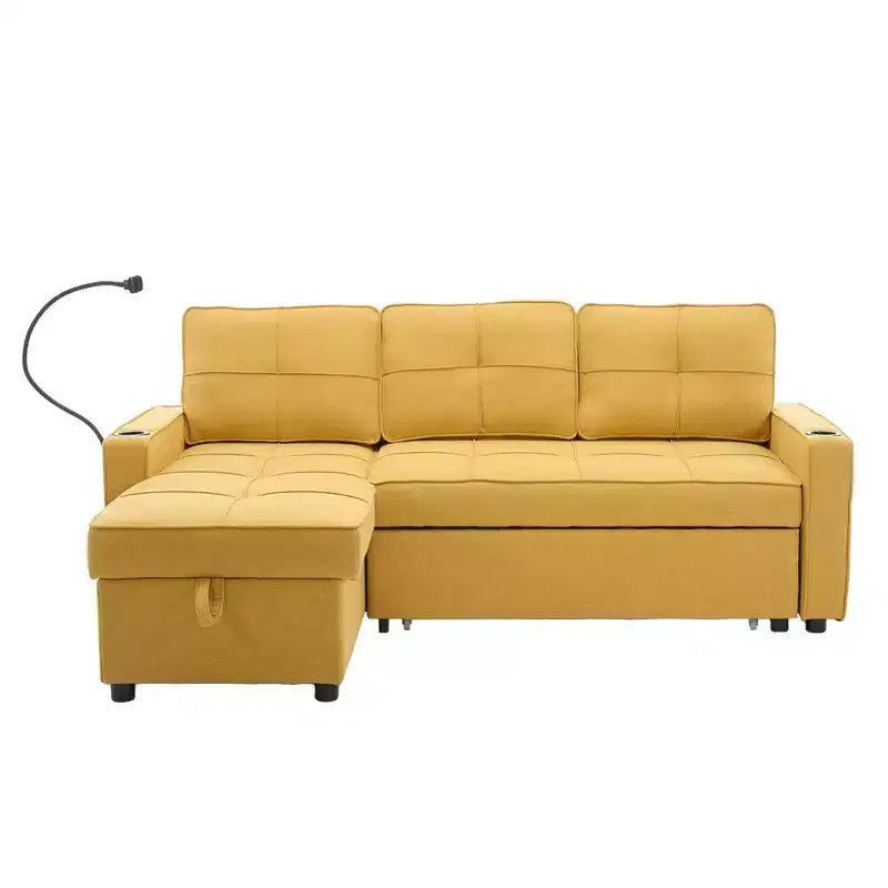 Canapé convertible en forme de L HYLEORY avec lit gigogne, canapé-lit avec méridienne réversible pour salon, appartement,, chambre, bureau