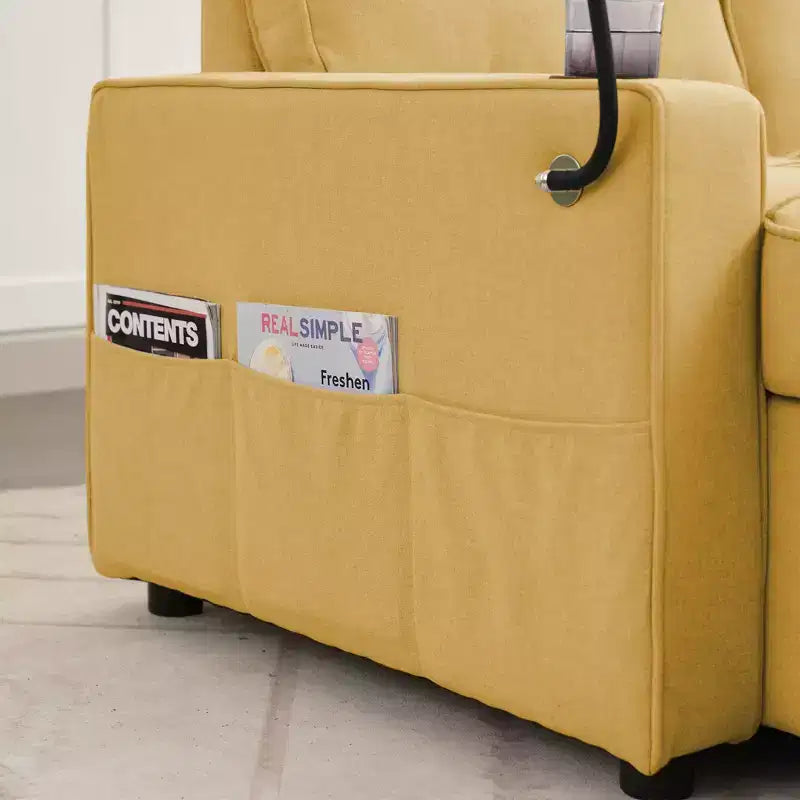 Canapé convertible en forme de L HYLEORY avec lit gigogne, canapé-lit avec méridienne réversible pour salon, appartement,, chambre, bureau