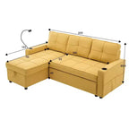 Canapé convertible en forme de L HYLEORY avec lit gigogne, canapé-lit avec méridienne réversible pour salon, appartement,, chambre, bureau