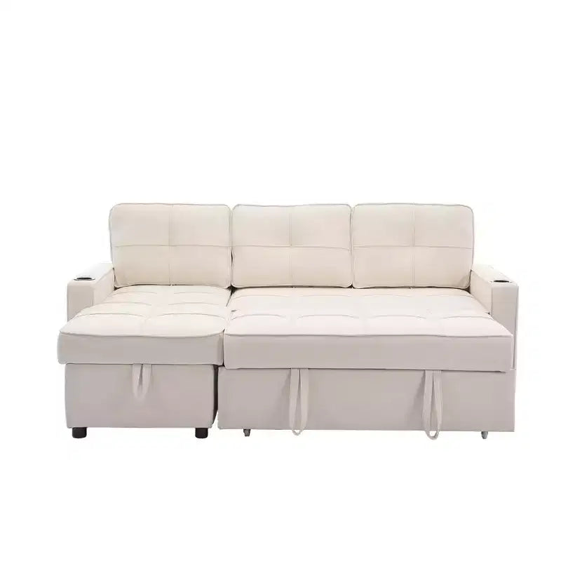 Canapé convertible en forme de L HYLEORY avec lit gigogne, canapé-lit avec méridienne réversible pour salon, appartement,, chambre, bureau