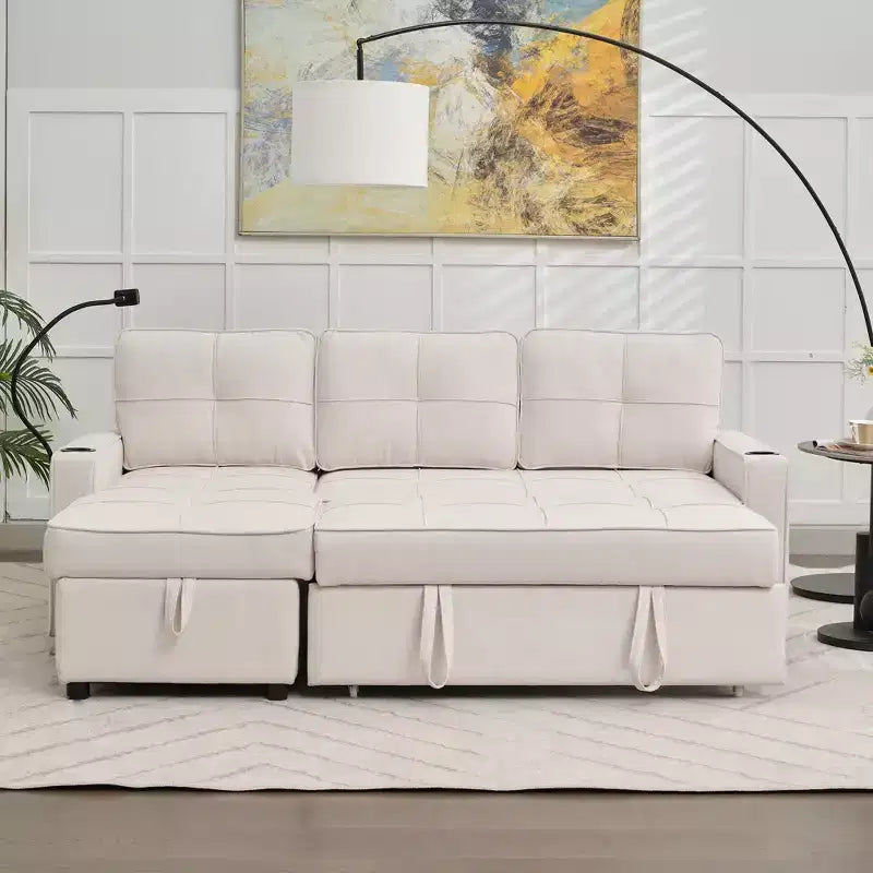 Canapé convertible en forme de L HYLEORY avec lit gigogne, canapé-lit avec méridienne réversible pour salon, appartement,, chambre, bureau