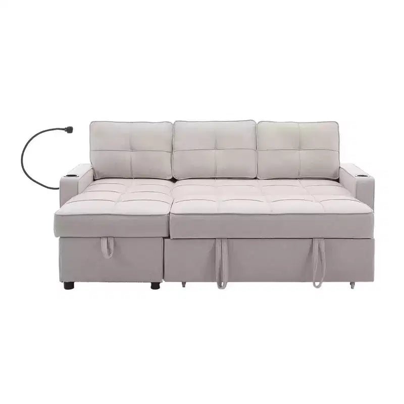 Canapé convertible en forme de L HYLEORY avec lit gigogne, canapé-lit avec méridienne réversible pour salon, appartement,, chambre, bureau