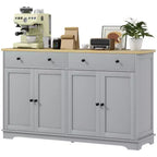 Buffet bas HOMCOM avec rangements, Meuble de cuisine moderne avec 4 portes, 2 tiroirs et 2 étagères réglables, Meuble de bar à café