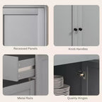 Buffet bas HOMCOM avec rangements, Meuble de cuisine moderne avec 4 portes, 2 tiroirs et 2 étagères réglables, Meuble de bar à café
