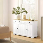Buffet bas HOMCOM avec rangements, Meuble de cuisine moderne avec 4 portes, 2 tiroirs et 2 étagères réglables, Meuble de bar à café