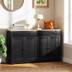 Buffet bas HOMCOM avec rangements, Meuble de cuisine moderne avec 4 portes, 2 tiroirs et 2 étagères réglables, Meuble de bar à café